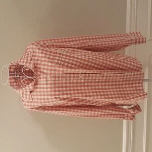 J Crew Long Sleeve Pink & White Gingham Shirt